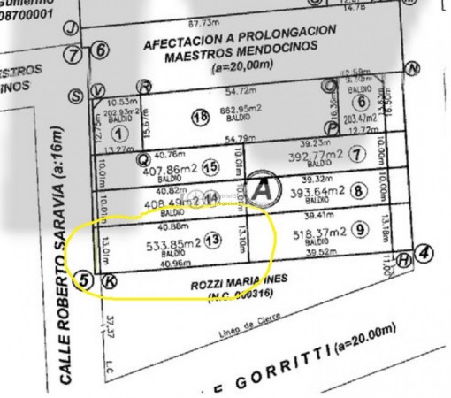 VENTA LOTE 540 M2 Guaymallen ideal para desarrollo inmobiliario, inmediaciones MItre y M Hoyos.